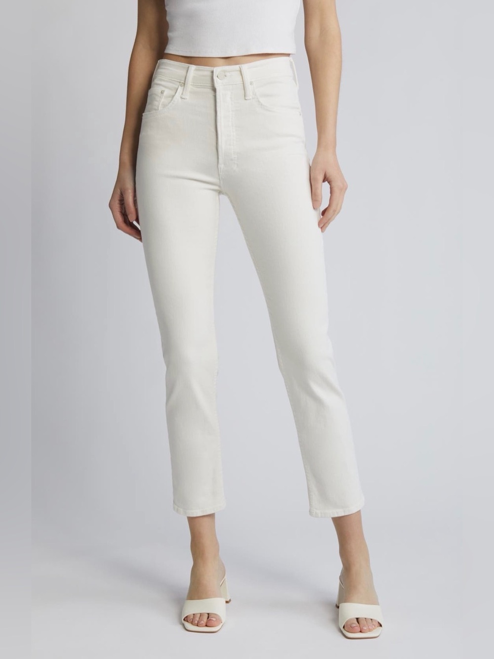 MOTHER The Tomcat Ankle Jeans in White - Size 28